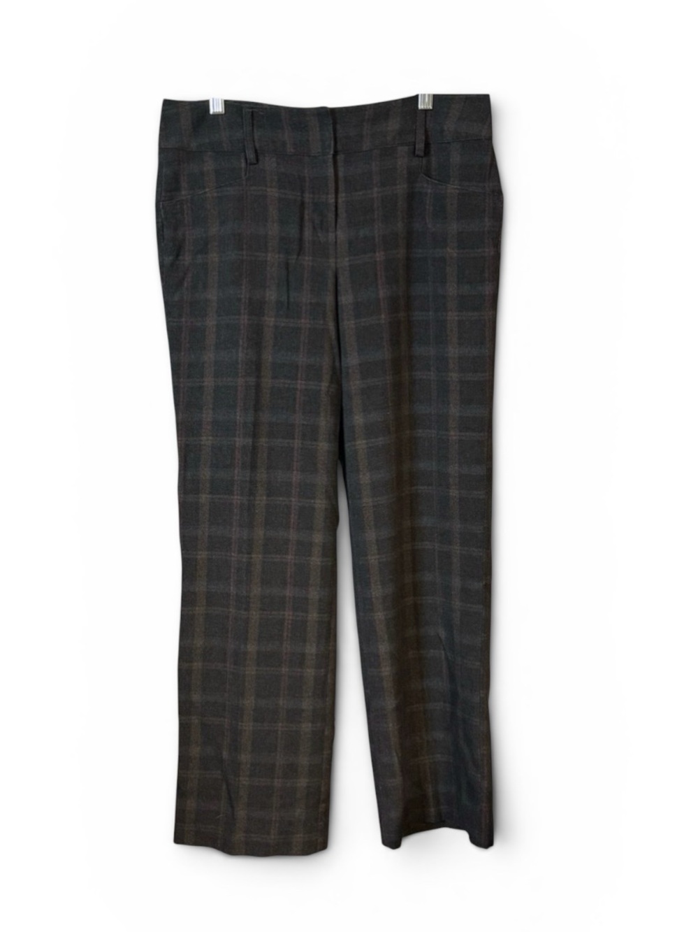 Sharagano Studio Windowpane Plaid Trousers Front & Back‎ Pockets Wide Leg Sz 10